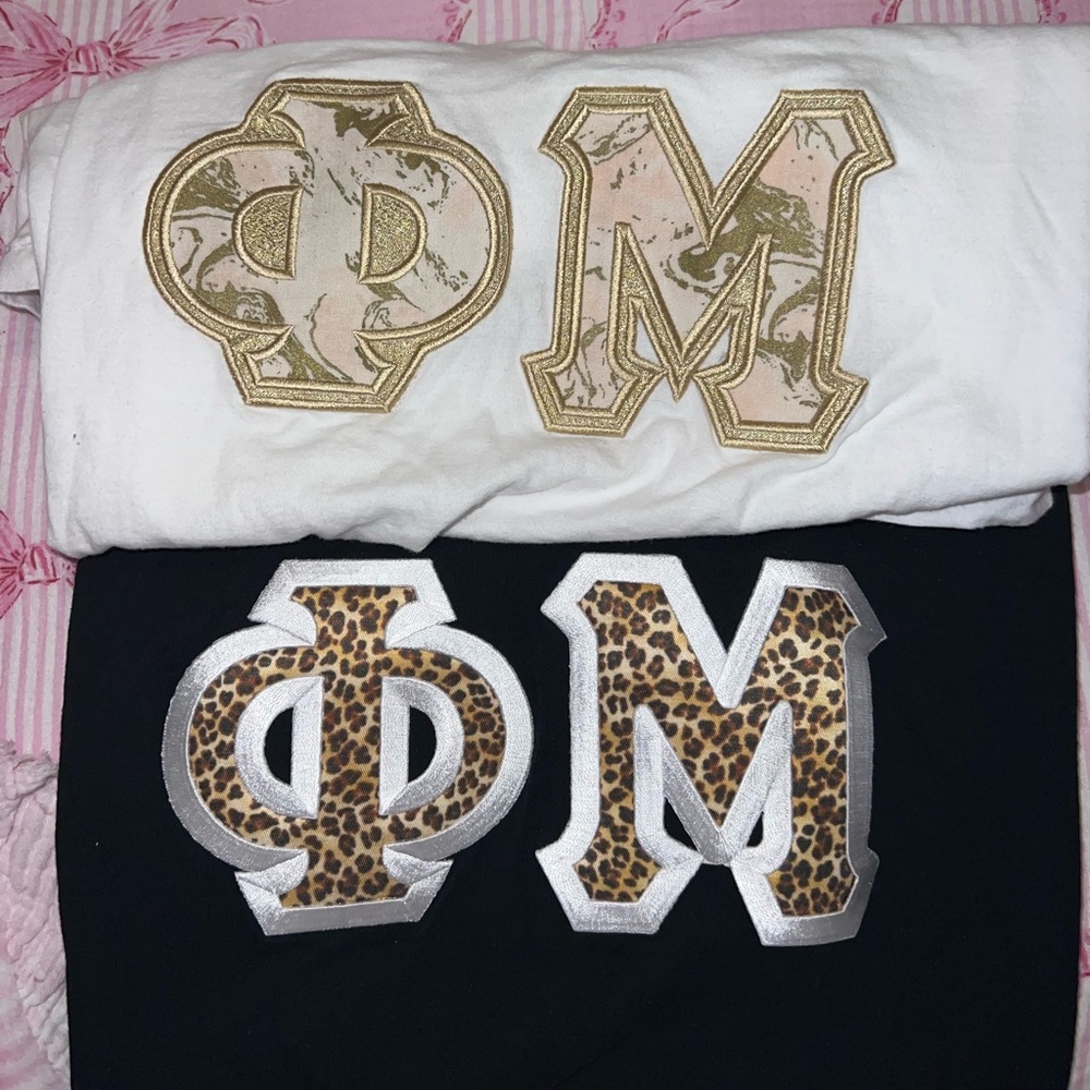 Bundle PHI MU stitched letters T-shirts sorority